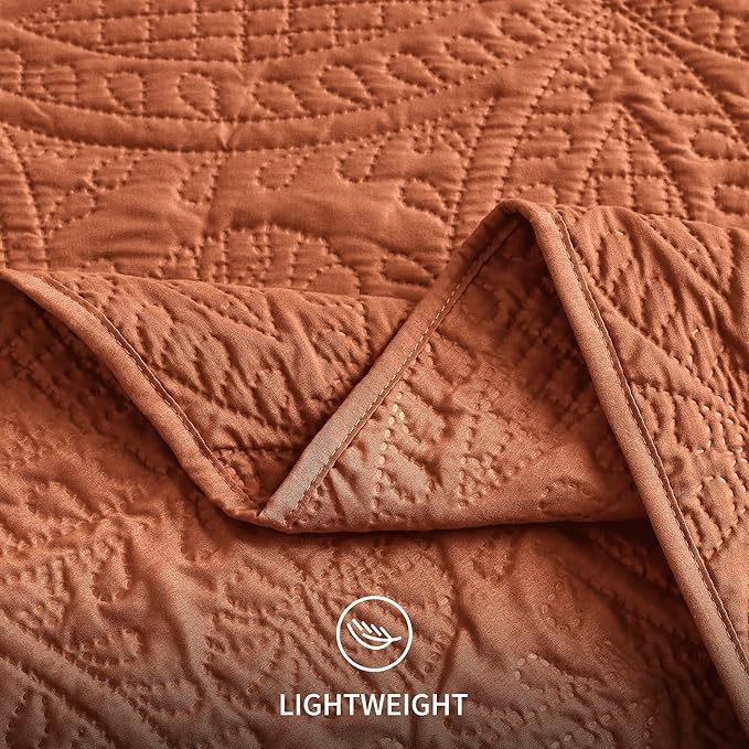 Love's cabin Quilts for Full Bed Umber Bedspreads Bedding Set - Lightweight Bedspread Comforter - Coin Pattern Bedding Coverlet for All Season - 3 Pieces (1 Quilt, 2 Pillow Shams)