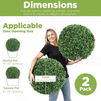 DRAY Premium 16.14" Faux Boxwood Balls – Set of 2 Artificial Topiary Spheres for Outdoor & Indoor Use – Realistic, UV-Resistant, Weatherproof Decorative Greenery – Check Measurements