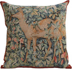 Charlotte Home Furnishings Decorative Tapestry Pillow Cover 19x19 in, Green Does Couch Throw Pillow Cover, French Country Square Cushion Cases for Living Room Home Decor, Soft Cotton Jacquard Woven