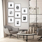 Camden Reed Arcadia 8 Piece Oversized Gallery Wall Frame, 16x20 and 16x16 Inch Matted Frames for Featuring 8x10 and 5x7 Inch Photographs or Art Prints, Black Finish