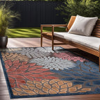 Beverly Rug Outdoor Rug 9x12 Large Modern Floral Tropical Area Rugs for Indoor and Outdoor Patio Easy to Clean Non Shedding Living Room Porch Garden Washable Outside Carpet (9 x 12 Brown)