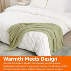 Amazon Basics Chunky Cable Knit Throw Blanket for Couch, Sofa, Bed, Lightweight Soft Cozy, Sage Green, 50"x 60"