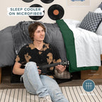 Bare Home Twin/Twin Extra Long Comforter - Reversible Colors - Goose Down Alternative - Ultra-Soft - Premium 1800 Series - All Season Warmth - Bedding Comforter (Twin/Twin XL, Grey/Forest Green)