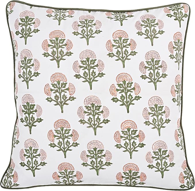 Ridhi Modern Farmhouse Pillow Covers Decorative Cotton Throw Pillow Covers Set of 2 Taupe Cushion Covers with Piping for Couch Sofa Bed Living Room Spring Home Decor 18x18