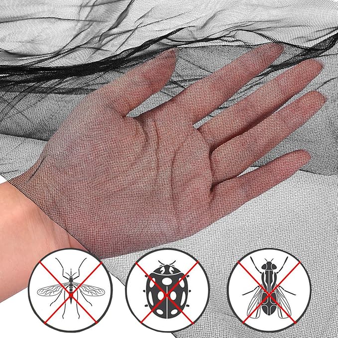 Bed Canopy, Canopy Bed Curtains Bed Drapes for Full Queen King Size Bed Mosquito Net Bed Canopy Curtains for Patio Indoor Outdoor Gothic Room Decor Screen Netting Canopy Curtains Blcak