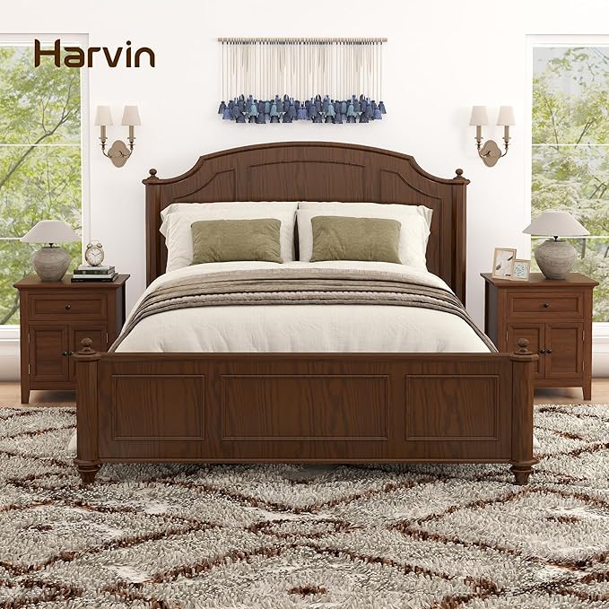 Harvin Nightstand, Solid Wood End Table with Drawer & Door, Timeless Classic Large Side Table for Bedroom, Living Room or Home Offices