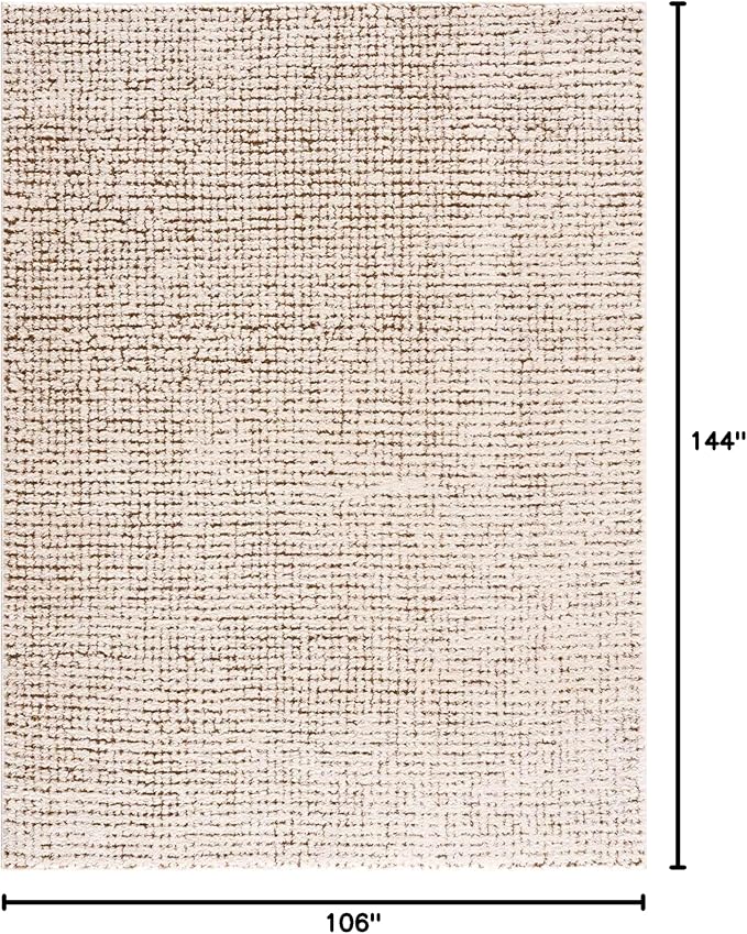 BoutiqueRugs Keita Contemporary Mosaic Area Rug - High Pile Fluffy Soft Shag Rug for Living Room, Bedroom, Dining Room - Cream, Brown - 8'10"12