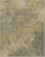 Area Rugs 8x10 for Living Room Bedroom, Modern Abstract Honeycomb Geometric Design, Machine Washable Rug, Large Soft Low Pile Floor Cover with Non Slip Backing for Dining Room, Brown/Tan