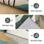 Indoor Outdoor Area Rug, Mid Century Sun Outdoor Patio Rug,Washable Abstract Art Leaves Eucalyptus Runway Rugs Non-Slip Carpet for Camping, Bedroom, Deck(8x10)