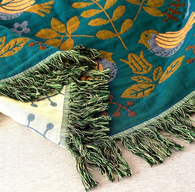 Summer Throw Blanket for Bed Couch 90''x 98'' Boho Throws 100% Cotton Muslin Travel Mexican Blanket Warm Soft Blankets Decorative Farmhouse Vintage Throws and Best Gifts