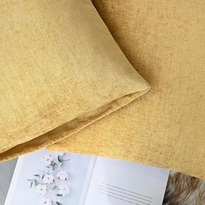 CaliTime Throw Pillow Covers Decorative 20 X 26 Inches Pack of 2 Cozy Chenille Standard Pillow Shams Cases for Couch Sofa Bed Living Room Home Gold