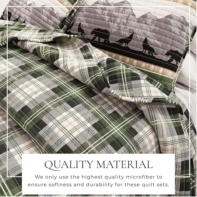 Great Bay Home 3-Piece Reversible Rustic Lodge Bedspread Quilt with 2 Shams. All-Season Quilt Set. (Full/Queen, Salt Creek)