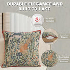 Charlotte Home Furnishings Decorative Tapestry Pillow Cover 14x14 in, Green Pheasant Couch Throw Pillow Cover, French Country Square Cushion Cases for Bed Room Home Decor, Soft Cotton Jacquard Woven