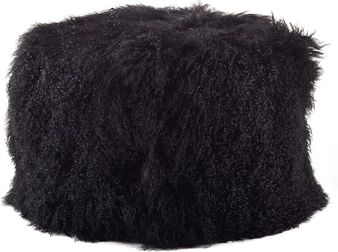 SARO LIFESTYLE Mongolian Lamb Fur Wool Pouf