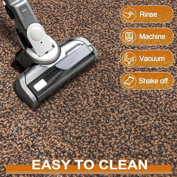 Mibao Front Door Mat, Dirt Trapper Welcome Mat for Outdoor Indoor, Non-Slip Waterproof Doormat, Durable Machine Washable Low Profile Entry Rug for Back Door Outside Patio Porch, 72" x 48", Brown