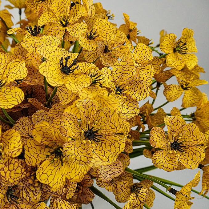 Uieke 72 Bundles Artificial Flowers for Outdoors UV Resistant No Fade Yellow Fake Flowers for Outside Home Garden Porch Window Box Home Spring Summer Décor (Yellow)