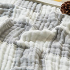 EMME Checkered Throw Blanket Cotton for Couch Soft Muslin Blankets 50"x60" Lightweight Breathable Cooling Soft All Season Gauze, Light Grey