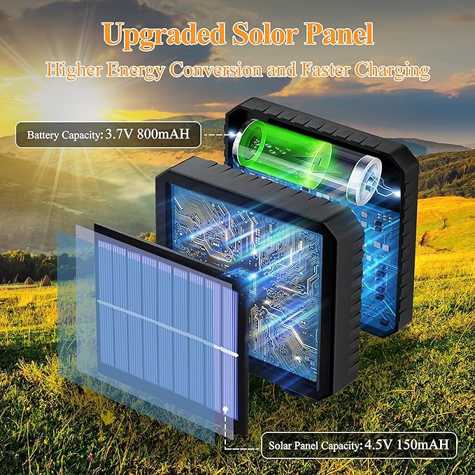 Solar String Lights 120LED 40FT, IP67 Waterproof Solar Lights for Outside with 8 Lighting Modes, Upgraded Solar Panel Fairy Lights for Garden Party Wedding Decorations (Cool White)