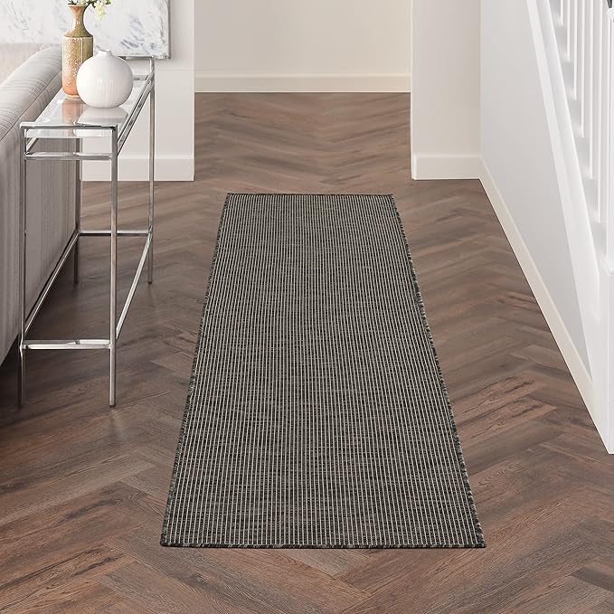 Nourison Home Positano Charcoal 2' x 6' Area Rug Easy Clean, Non Shedding, Bed Room, Living Room, Dining Room, Kitchen (6' Runner)