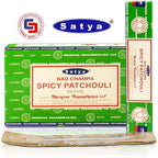 Satya Spicy Patchouli Incense Sticks 180 gm (15GM X 12 Pack) from Satya Sai Baba Nag Champa and Raajsee Incense Sticks Holder Bundle, Free from Chemicals,Natural Insenses