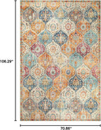 Lahome Moroccan 6x9 Rugs for Living Room, Soft Washable 6x9 Area Rug for Bedroom, Ultra-Thin Oriental Trellis Distressed Non Shedding Throw Large Carpet for Dining Room Office, Cream/Multi