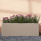 42 Inch Rectangular Concrete Planter（42Lx14Wx15H，58 Pounds）,Durable All-Weather Use with Drainage Holes,Large Rectangular Planter for Outdoor Indoor Plants