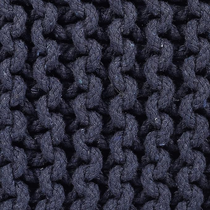 REDEARTH · Cube Low Pouf Foot Stool Ottoman - Hand Knitted Poof - Cord Boho Pouffe - Home Décor - Stuffed Footrest for Living Room - Nursery - Bedroom - Patio (16" x 16" x 8") - Navy Blue