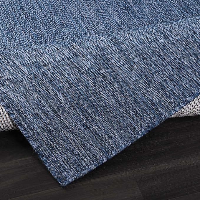 CAMILSON Outdoor Rug 10x14 Modern Area Rugs for Large Indoor and Outdoor Patios and Porches - Waterproof, Washable, Non-Shedding, Easy-to-Clean Outside Carpet (10 x 14, Solid - Navy Blue)