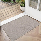 LUMI Ultra Thin Door Mat for Entryway, Low Profile Non Slip Rubber Backing Indoor Doormat, Easy Clean Welcome Entrance Mat for Inside House, Patio,Beige 24"x36"
