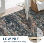 Area Rugs 8x10 for Living Room Bedroom, Modern Abstract Machine Washable Rug, Large Soft Low Pile Floor Cover with Non Slip Backing for Dining Room, Dark Blue Rust