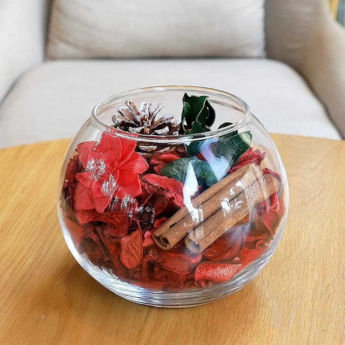 Qingbei Rina Christmas Potpourri Bags,Cinnamon Scented Potpourri Bowl Filler,Red Decorative Dried Flowers Home Fragrance Sachet,Winter Holiday Vase Filler Decor,8.4 oz