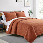 Love's cabin Quilts for Full Bed Umber Bedspreads Bedding Set - Lightweight Bedspread Comforter - Coin Pattern Bedding Coverlet for All Season - 3 Pieces (1 Quilt, 2 Pillow Shams)