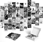 Y2K BOO Black and White Wall Collage Kit - 50 Trendy Monochrome Aesthetic Photos for Sophisticated and Modern Spaces, Perfect Room Decor for Teens, 4"x6" Vintage Wall Art for College Dorms