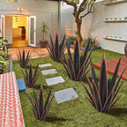 Large Tequila Rustic Sculpture, Rustic Metal Agave Plants for Outdoor Patio Yard, Home Decor Hand Painted Metal Agave Garden Yard Statue, Outdoor Lawn Ornaments Yard Stakes (Black -L)