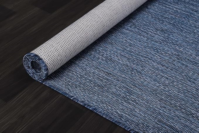 CAMILSON Outdoor Rug 10x14 Modern Area Rugs for Large Indoor and Outdoor Patios and Porches - Waterproof, Washable, Non-Shedding, Easy-to-Clean Outside Carpet (10 x 14, Solid - Navy Blue)