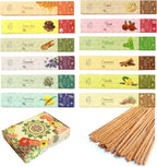 Incense Sticks Variety Pack - Traditional Hand-Rolled Masala Incense - 12 Scents - 100 Sticks - Gift Set