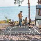 GENIMO 5 ' x 8 ' Outdoor Rug for Patio, Waterproof Indoor Outdoor Plastic Straw Rugs Carpet, Reversible Outside Area Mat for Camping, Balcony Porch, Deck, Picnic, Beach Grey & Beige White