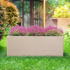 42 Inch Rectangular Concrete Planter（42Lx14Wx15H，58 Pounds）,Durable All-Weather Use with Drainage Holes,Large Rectangular Planter for Outdoor Indoor Plants