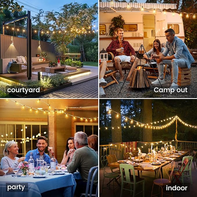 OHLUX 60FT Solar Globe String Lights Outdoor, Shatterproof Solar Patio Lights with Remote, 27 Dimmable ST38 LED Filament Bulbs, 2200K Soft Warm White Edison Hanging Light for Outside Canopy Deck