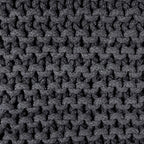 REDEARTH Cube Pouf Foot Stool Ottoman - Hand Knitted Coffee Table - Cotton Cord Boho Pouffe - Home Décor Poof - Stuffed Footrest for Living Room - Bedroom - Patio (16" x 16" x 16") - Dark Gray