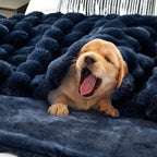 DREAMNINE Large Soft Thick Fuzzy Bubble Faux Rabbit Fur Blanket Full Size 70" x 80",Double Sided Comfy Plush Warm Shaggy Fluffy Blankets, Luxury Big Cozy Cute Textured Furry Blanket for Bed, Navy Blue