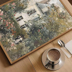 Floating Framed Canvas Vintage Wall Art, Neutral English Cottage Rose Garden Oil Paintings Print, Spring Pictures Wall Decor for Living Room Hallway Bedroom Office Rustic Decor 12x16 inch