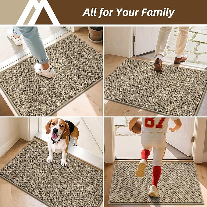 COSY HOMEER-Door-Mat 24"x36" Non Slip Absorbent Entryway Rugs Dirt Trapper Doormats Washable Entrance Mats Low Pile Welcome Floor Mat for Front Back Door and Entry Mats,Taupe