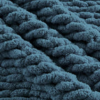 Carriediosa Chunky Knit Throw Blanket 60" X 80" Twin, 100% Hand Made Large Chenille Loop Yarn Soft Fluffy Throws for Couch Sofa Bed, Big Crochet Cozy Heavy Thick Cable Woven Blankets, Lyons Blue