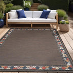Beverly Rug Outdoor Rug 4x6 Modern Bordered Area Rugs for Indoor and Outdoor Patio Easy to Clean Non Shedding Living Room Porch Garden Washable Outside Carpet (4 x 6 Brown)