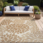 Beverly Rug Outdoor Rug 10x14 Modern Exotic Tropical Leaf Area Rugs for Indoor and Outdoor Patio Deck Porch Garden Water Resistant Washable Outside Carpet (10 x 14 Beige)