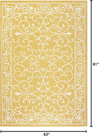 JONATHAN Y Vintage Filigree Indoor Outdoor Area Rug 5X8 Yellow/Cream, Charleston Textured Weave for Backyard, Patio, Porch, Easy-Cleaning, High Traffic, Pet-Friendly, Non-Shedding (SMB106L-5)