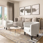 BELLEZE Accent Barrel Chair, Set of 2 lub Tub Sofa Corner Chair with Flared Legs and Cozy Soft Padding for Living Room Bedroom Waiting Room - White