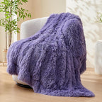 GONAAP Fuzzy Faux Fur Throw Blanket Twin Size Lavender Super Soft Cozy Plush Fuzzy Shaggy Blanket for Couch Sofa Bed (Lavender, Twin(60"x80"))