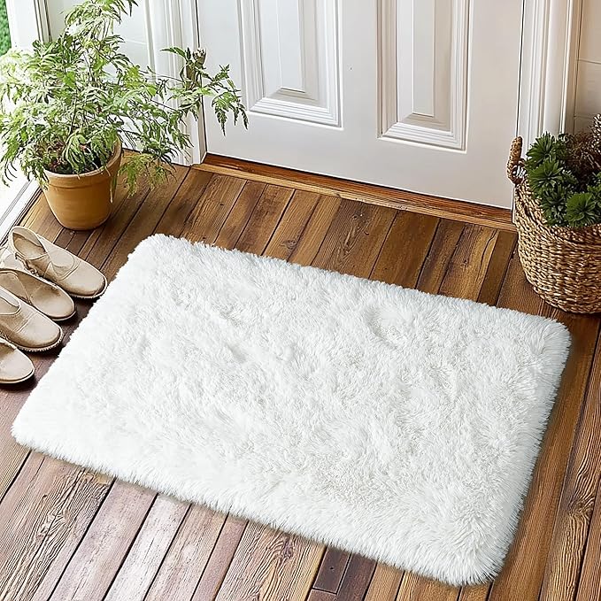 Small Rugs for Bedroom, 2x3 Fluffy Rug, Non-Slip Shag Soft Area Rug, Fuzzy Carpet for Kids Girls Boys, Modern Home Decor Aesthetic, Cream White